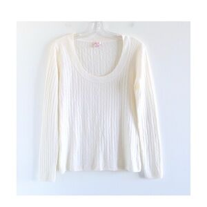 Isaac Mizrahi cable knit sweater off-white knit soft acrylic warm winter fall L